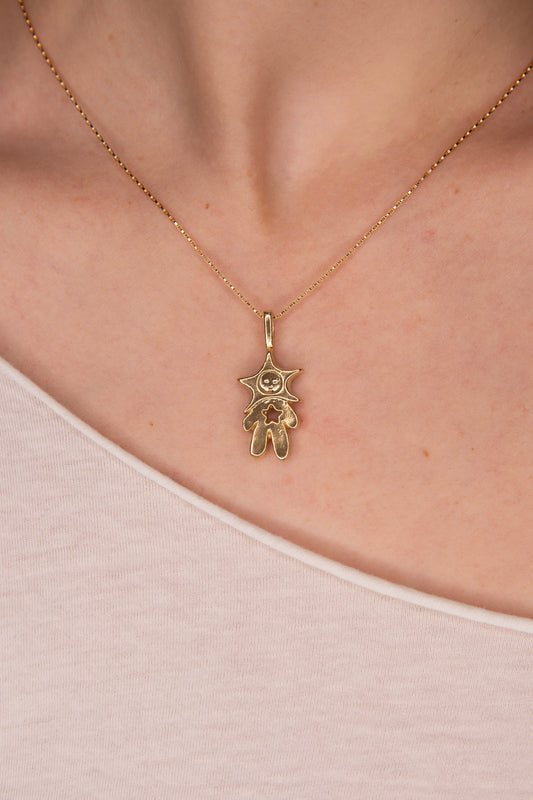 GOLD TONE HOLLOW HEART STAR BABY